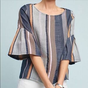 Anthropologie Dolan Left Coast Collection Striped Bell Sleeve Jacquard Top